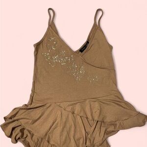 Silence and noise UO Brown Ruffled Sleeveless Top